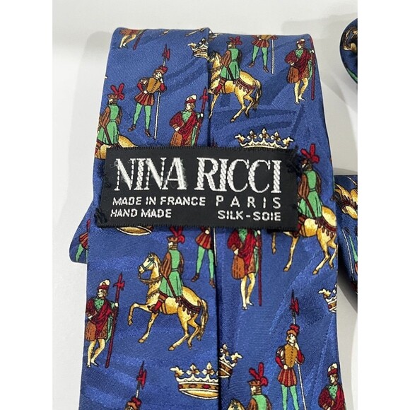 Nina Ricci MEN’s Silk Tie Multicolor Handmade France Medieval Design Rare 3.5”W - Picture 5 of 7